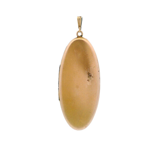 Gold Filled Early 1900's Glass Stones Crescent Moon & Scrollwork Locket 59x22mm