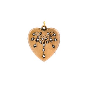 GF Edwardian (1901-1910) Paste Stone Heart Locket w Pictures 37x29mm