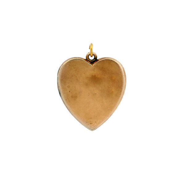 Gold Filled Edwardian (1901-1910) Paste Stone Heart Locket with Pictures 37x29mm
