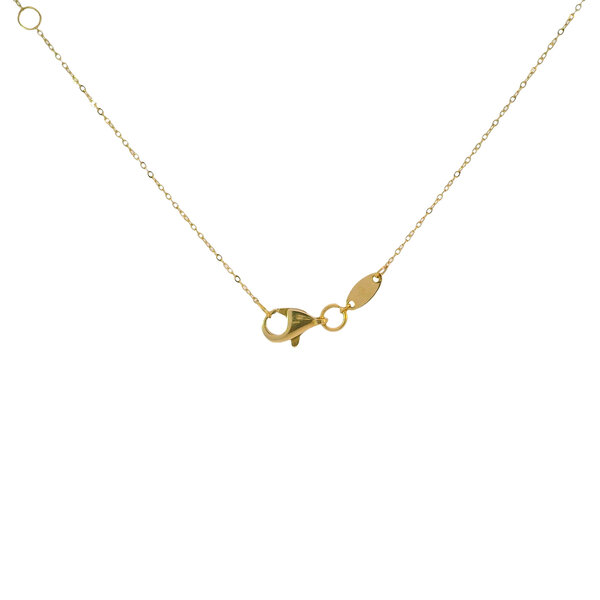 14K Yellow Gold Estate 7mm White Freshwater Pearl & .02ct Diamond Ribbon Neck 16"-18" Adjustable