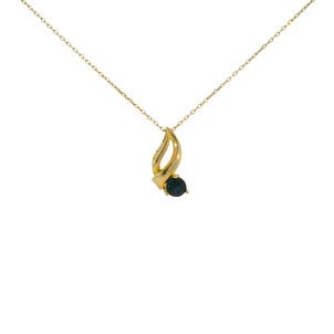 10KY Estate .45ct Rd Sapp Ribbon Setting Pendant w 18" Chain