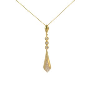 14KY Estate .25ct Dia Bezel & Prong Teardrop Necklace 16"-18"
