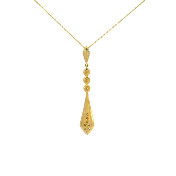 14K Yellow Gold Estate .25ct Diamond Bezel & Prong Teardrop Necklace 16"-18" Adjustable