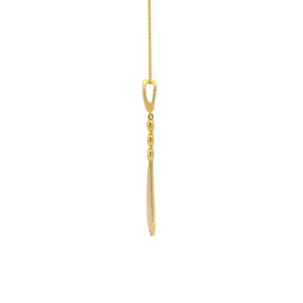 14K Yellow Gold Estate .25ct Diamond Bezel & Prong Teardrop Necklace 16"-18" Adjustable
