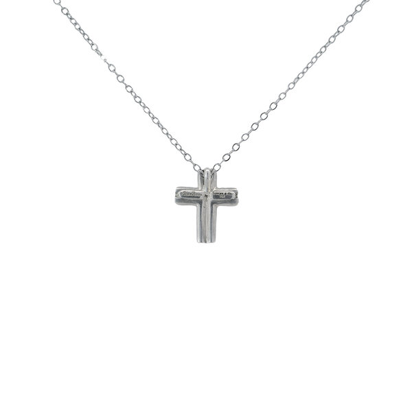 Sterling Silver Estate Tiffany & Co Paloma Picasso Cross Necklace 16"-17.5" Adjustable