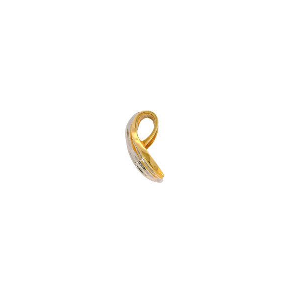 10K Yellow & White Gold 1980's .17ct Diamond Ribbon Slide Pendant 17x11mm