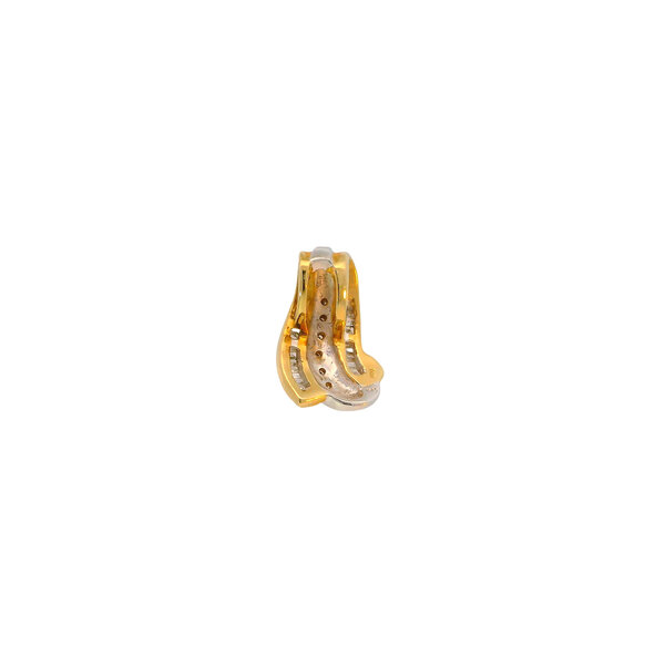 10K Yellow & White Gold 1980's .17ct Diamond Ribbon Slide Pendant 17x11mm