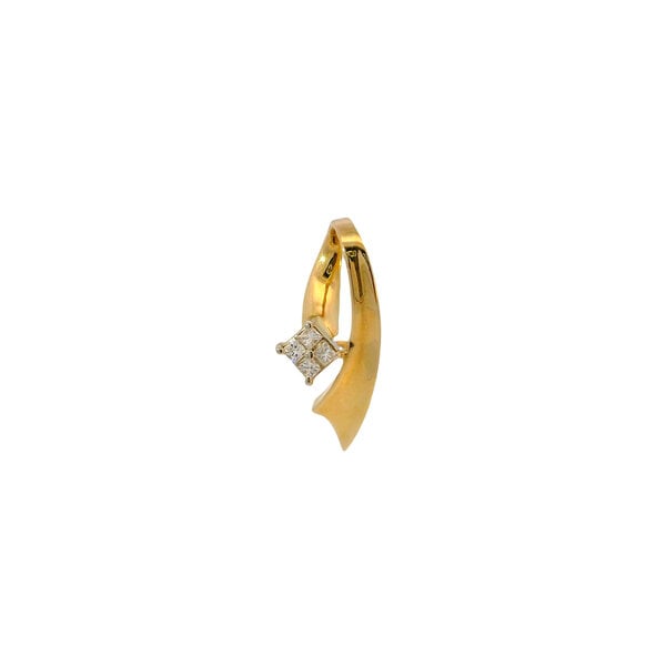 14K Yellow Gold 1980's .25ct Diamond Ribbon Pendant 27x15mm