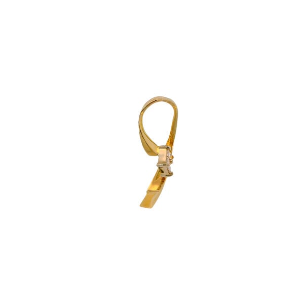 14K Yellow Gold 1980's .25ct Diamond Ribbon Pendant 27x15mm