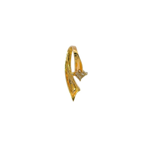 14K Yellow Gold 1980's .25ct Diamond Ribbon Pendant 27x15mm