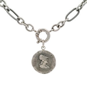 SS Estate Mixed Link Chain w Roman Soldier Medallion Necklace 16"