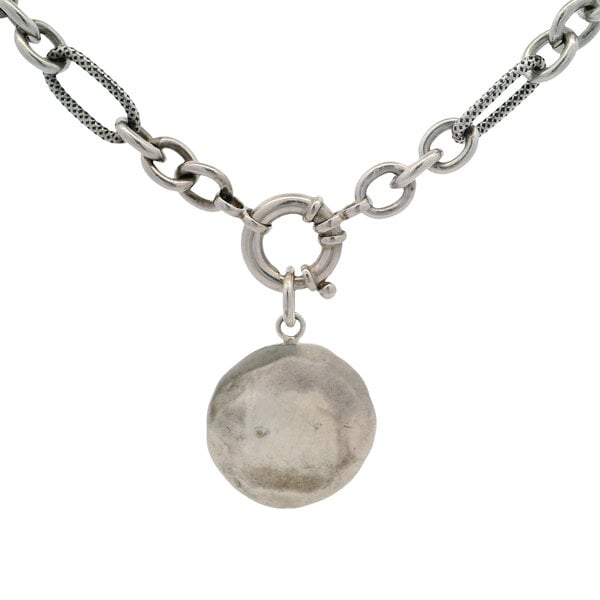 Sterling Silver Estate Mixed Link Chain with Roman Soldier Medallion Necklace1 6"