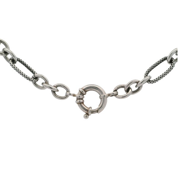 Sterling Silver Estate Mixed Link Chain with Roman Soldier Medallion Necklace1 6"