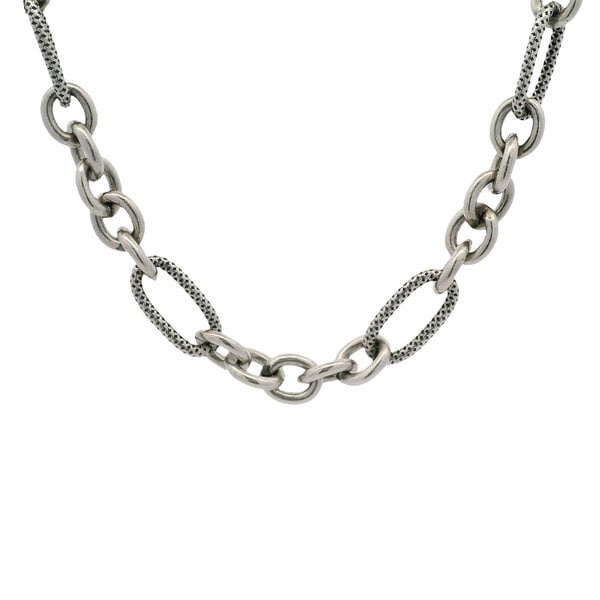 Sterling Silver Estate Mixed Link Chain with Roman Soldier Medallion Necklace1 6"