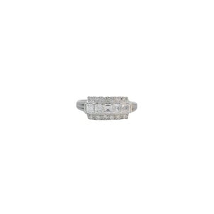 Plat 1950's 5 Stone .79tcw Asscher & Rd Dia Bar Style Band Sz 6.75