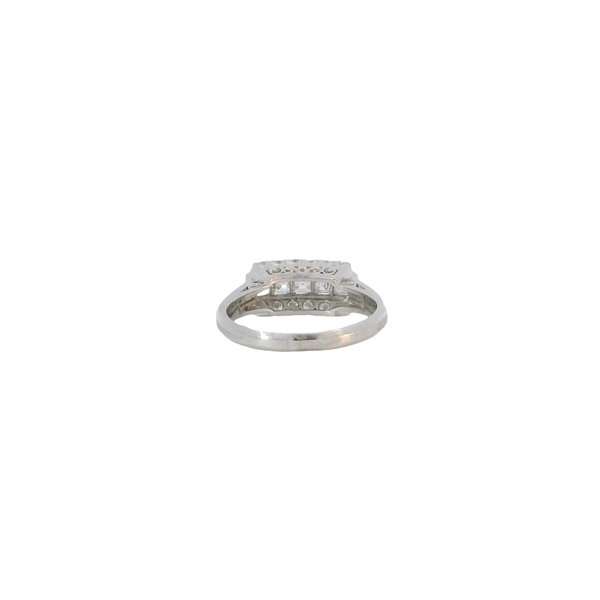 Platinum 1950's 5 Stone .79tcw Asscher & Round Diamond Bar Style Band Size 6.75