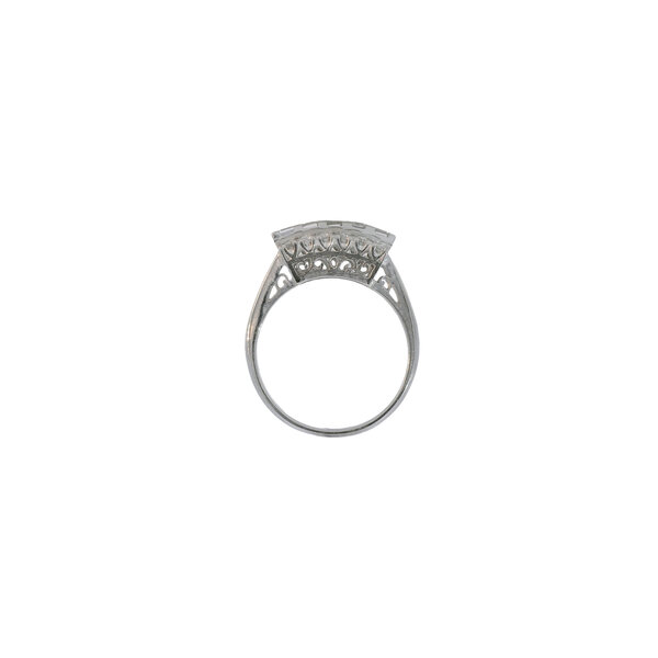 Platinum 1950's 5 Stone .79tcw Asscher & Round Diamond Bar Style Band Size 6.75