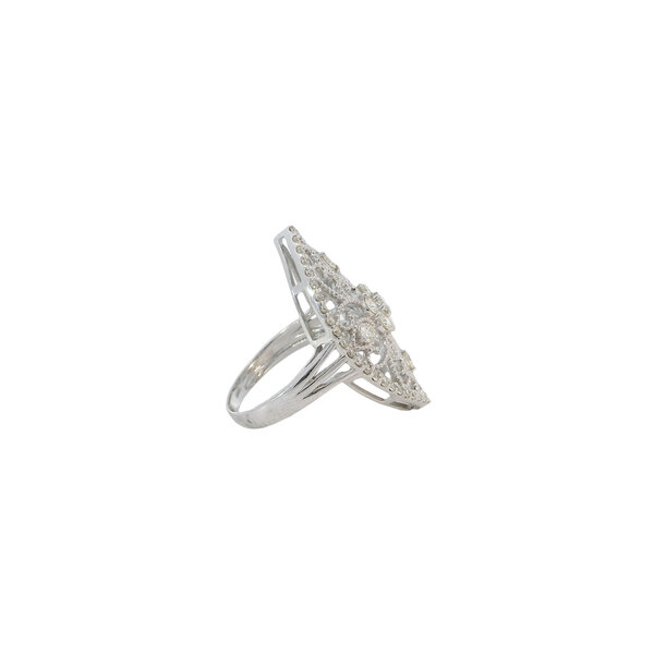 18K White Gold 1960's 1.01ct Diamond Open Filigree Navette Ring Size 6