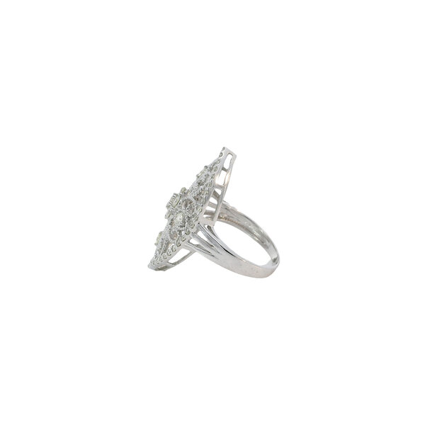 18K White Gold 1960's 1.01ct Diamond Open Filigree Navette Ring Size 6
