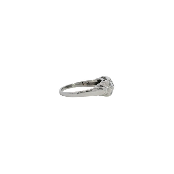 Platinum 1960's .89ct Asscher Cut Diamond Double Row Bar Style Ring Size 6