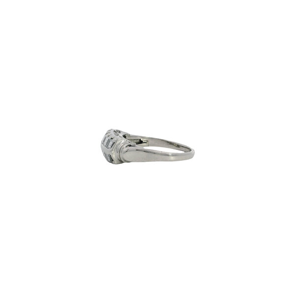 Platinum 1960's .89ct Asscher Cut Diamond Double Row Bar Style Ring Size 6
