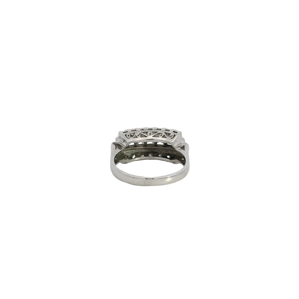 Platinum 1960's 1.00ct Asscher & Round Diamond Bar Style Ring Size 5.25