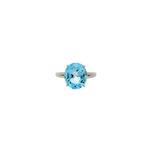 Plat Estate 7.72ct Oval Swiss Blue Topaz Solitaire Ring Sz 9.75
