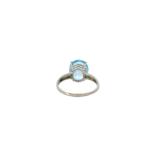 Platinum Estate 7.72ct Oval Swiss Blue Topaz Solitaire Ring Size 9.75