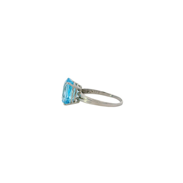 Platinum Estate 7.72ct Oval Swiss Blue Topaz Solitaire Ring Size 9.75