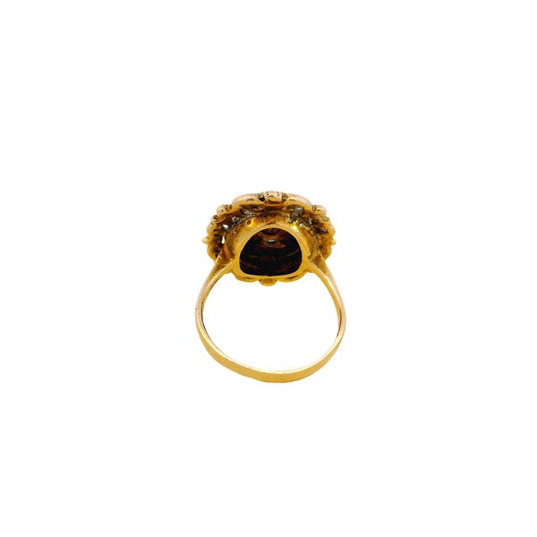 14K Yellow Gold Edwardian Revival Enamel .25ct Sapphire Filigree Ring Size 7.75