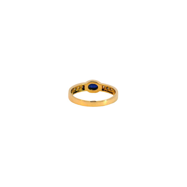 18K Yellow Gold Estate .86ct Cabochon Sapphire & .26ct Diamond Ring Size 6