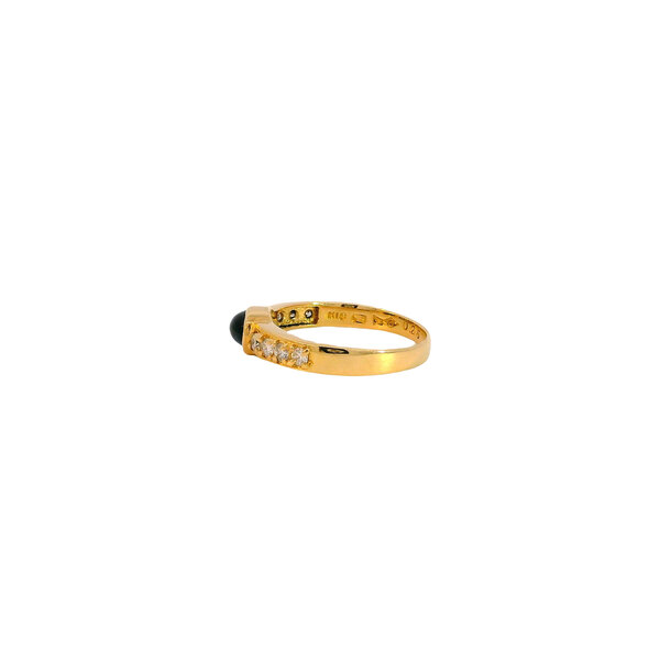 18K Yellow Gold Estate .86ct Cabochon Sapphire & .26ct Diamond Ring Size 6