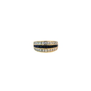 18KY Estate 1.06ct Dia 1.38ct Sapp Triple Row Dome Channel Band Sz 6.25