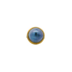 14KY 1980's 4mm Peacock Freshwater Mabe Pearl Ring Sz 7.25