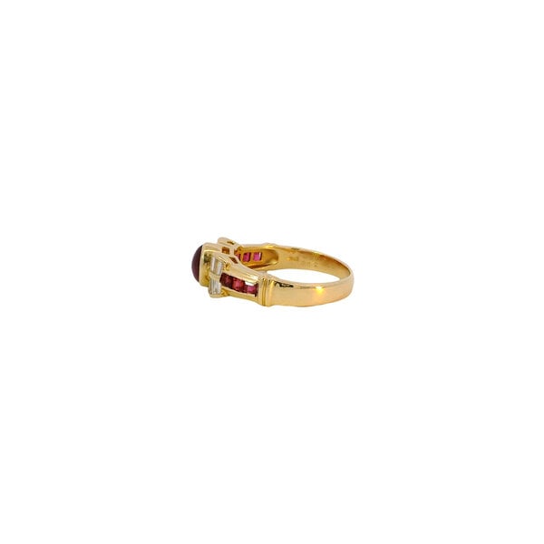 18K Yellow Gold 1980's 1.14ct Rubies & .35ct Diamonds Bow Ring Size 5.5