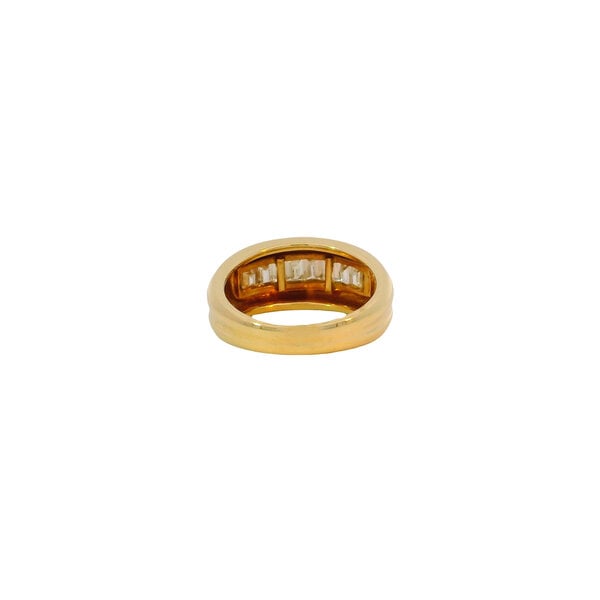 18K Yellow Gold 1980's 1.08ct Diamond Baguette Channel Set 10mm Dome Ring Size 7.25