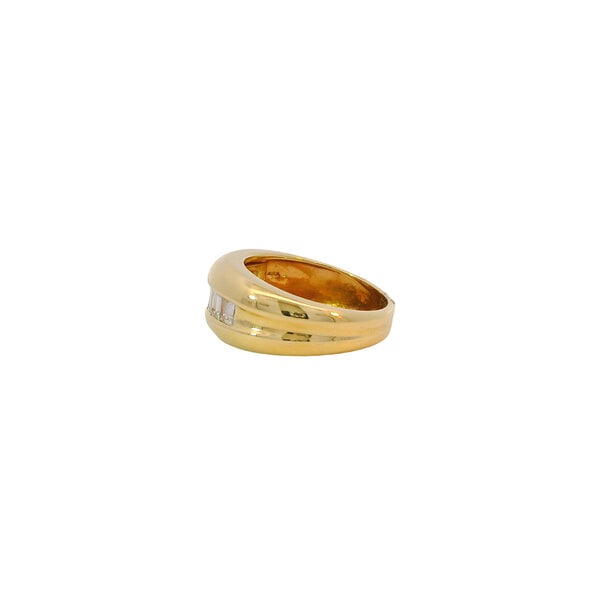 18K Yellow Gold 1980's 1.08ct Diamond Baguette Channel Set 10mm Dome Ring Size 7.25