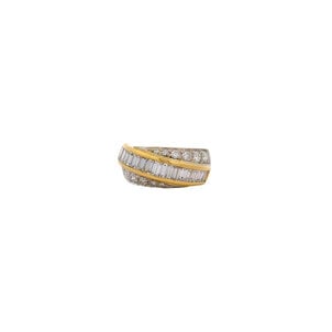 18KYW 1970's 2.30ct Bag & Rd Dia Bypass Ring Sz 7