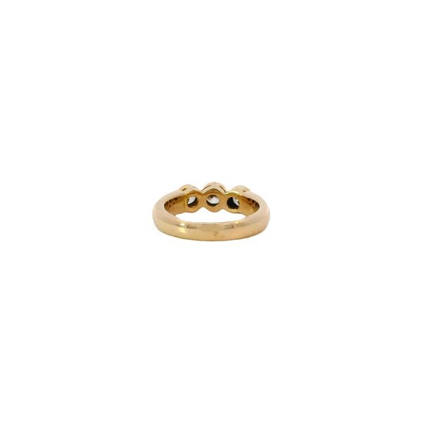 18K Yellow Gold 1980's Three Stone .67ct Diamond Bezel Band Size 5