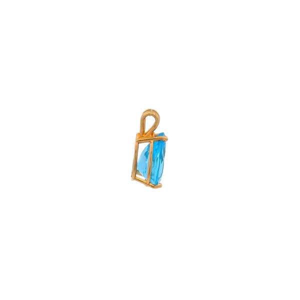 14K Yellow Gold Estate 3ct Swiss Blue Topaz Pear Shaped Pendant with 2mm Bail