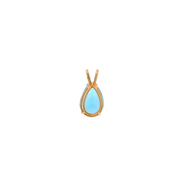 14K Yellow Gold Estate 3ct Swiss Blue Topaz Pear Shaped Pendant with 2mm Bail