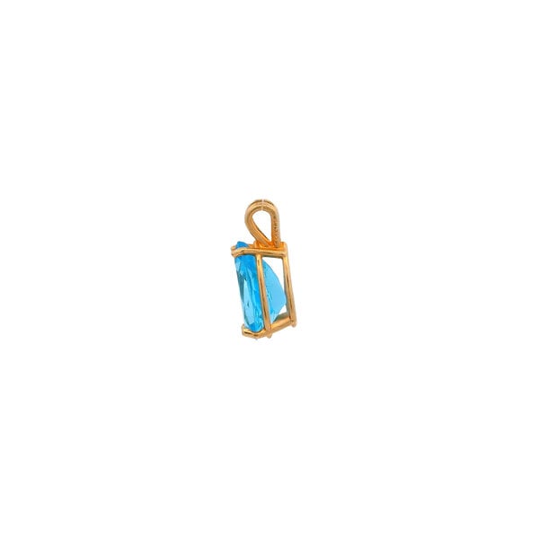 14K Yellow Gold Estate 3ct Swiss Blue Topaz Pear Shaped Pendant with 2mm Bail