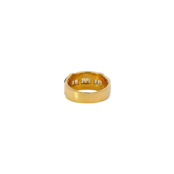 18K Yellow Gold 1970's 1.02ct Diamond 10mm Channel Band with Black Onyx  Size 7.75