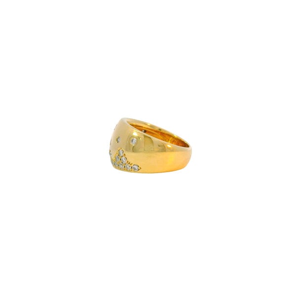 18K Yellow Gold Estate .58ct Diamond Gypsy Set 12mm Dome Ring Size 5.25