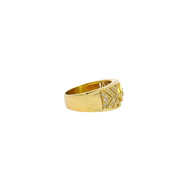 18KY Estate .52ct Dia Milgrain Patterned Band Sz 7.5