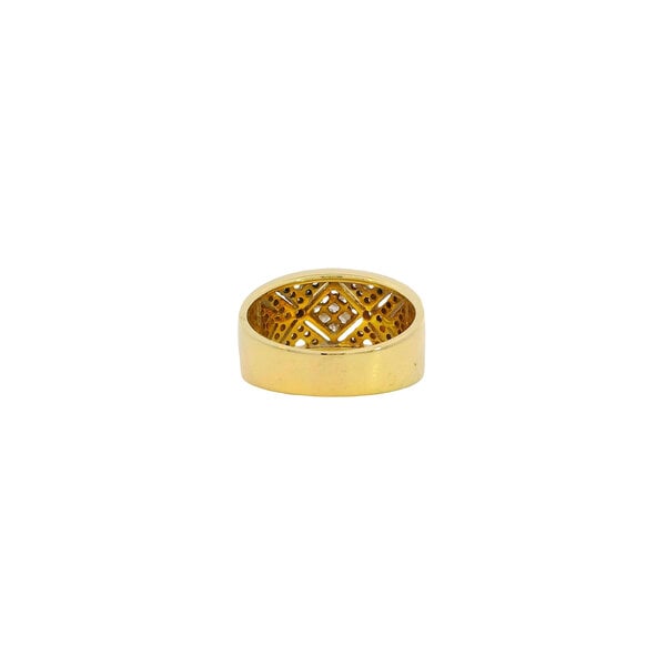 18KY Estate .52ct Dia Milgrain Patterned Band Sz 7.5