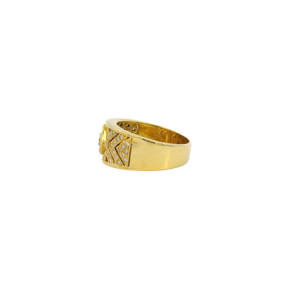 18KY Estate .52ct Dia Milgrain Patterned Band Sz 7.5