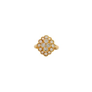 18KY Estate 1.35ct Round Dia Bezel Cluster Ring Sz 7.5