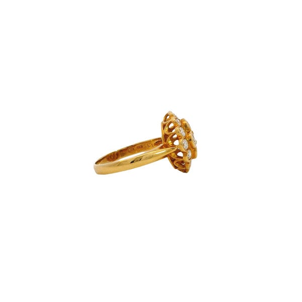 18K Yellow Gold Estate 1.35ct Round Diamond Bezel Cluster Ring Size 7.5