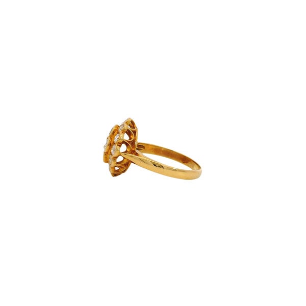 18K Yellow Gold Estate 1.35ct Round Diamond Bezel Cluster Ring Size 7.5